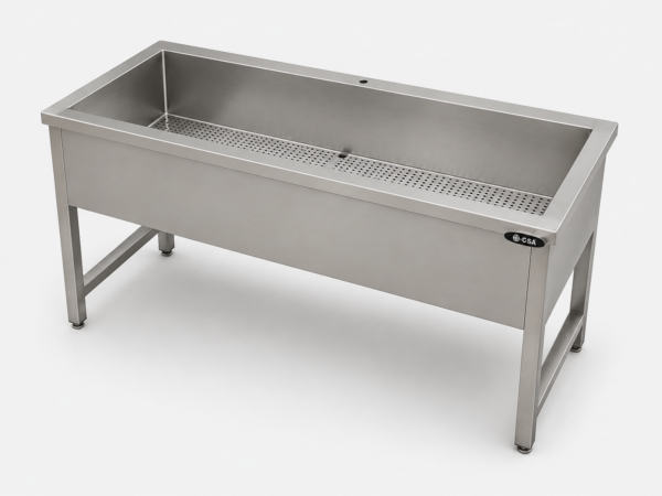 Vegetable washing unit 140*60*85 with perforated base