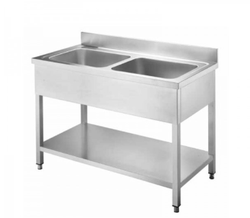 Stainless Steel Table With 2 Sinks 120*70 STD02-127M2